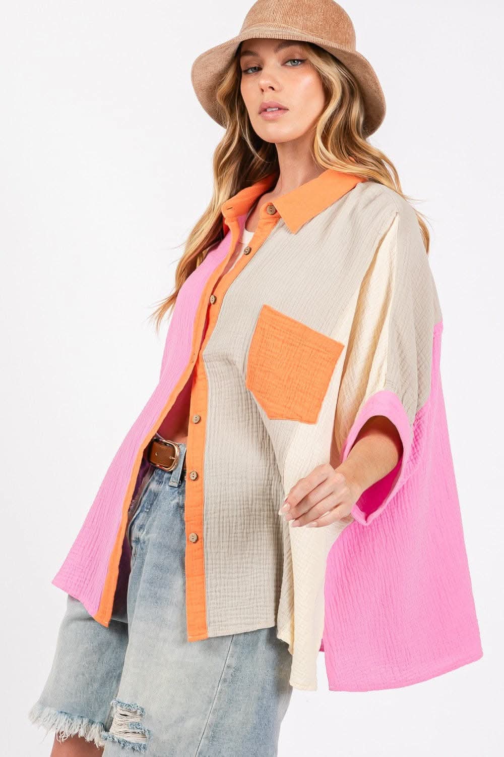 Sage + Fig color block shirt - Love Salve